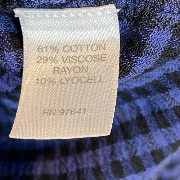 J Jill Womens Size XS Checked Blouse Blue Black Pullover Pockets Huntercore - Picture 8 of 10